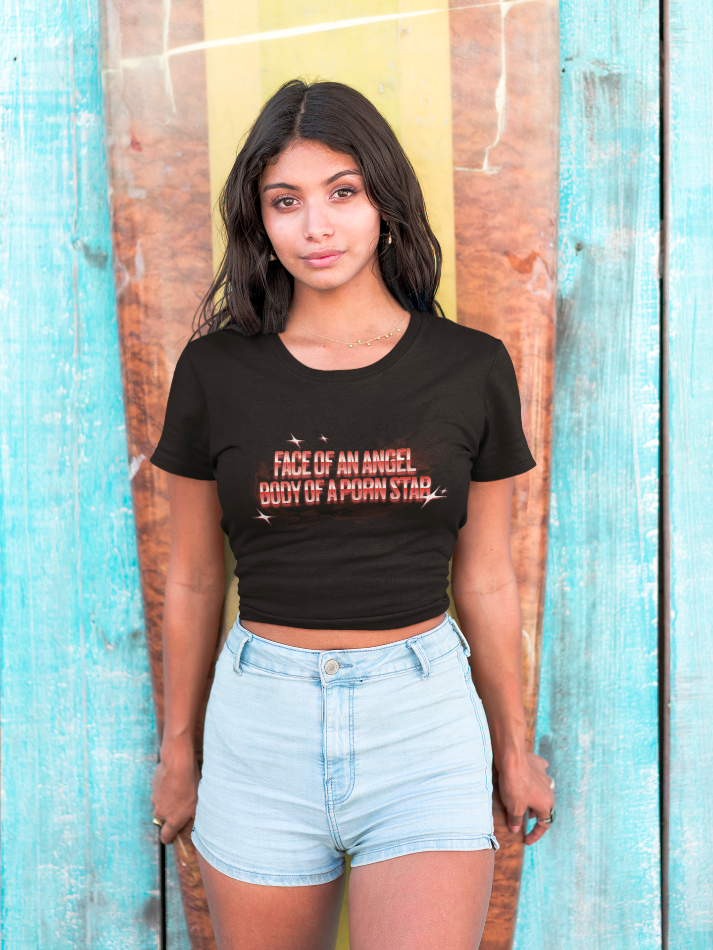 Face of an angel body of a pornstar T-shirt